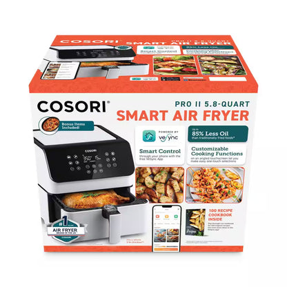 Pro XL II Smart 5.8 Qt. White Digital Air Fryer with Pizza Pan