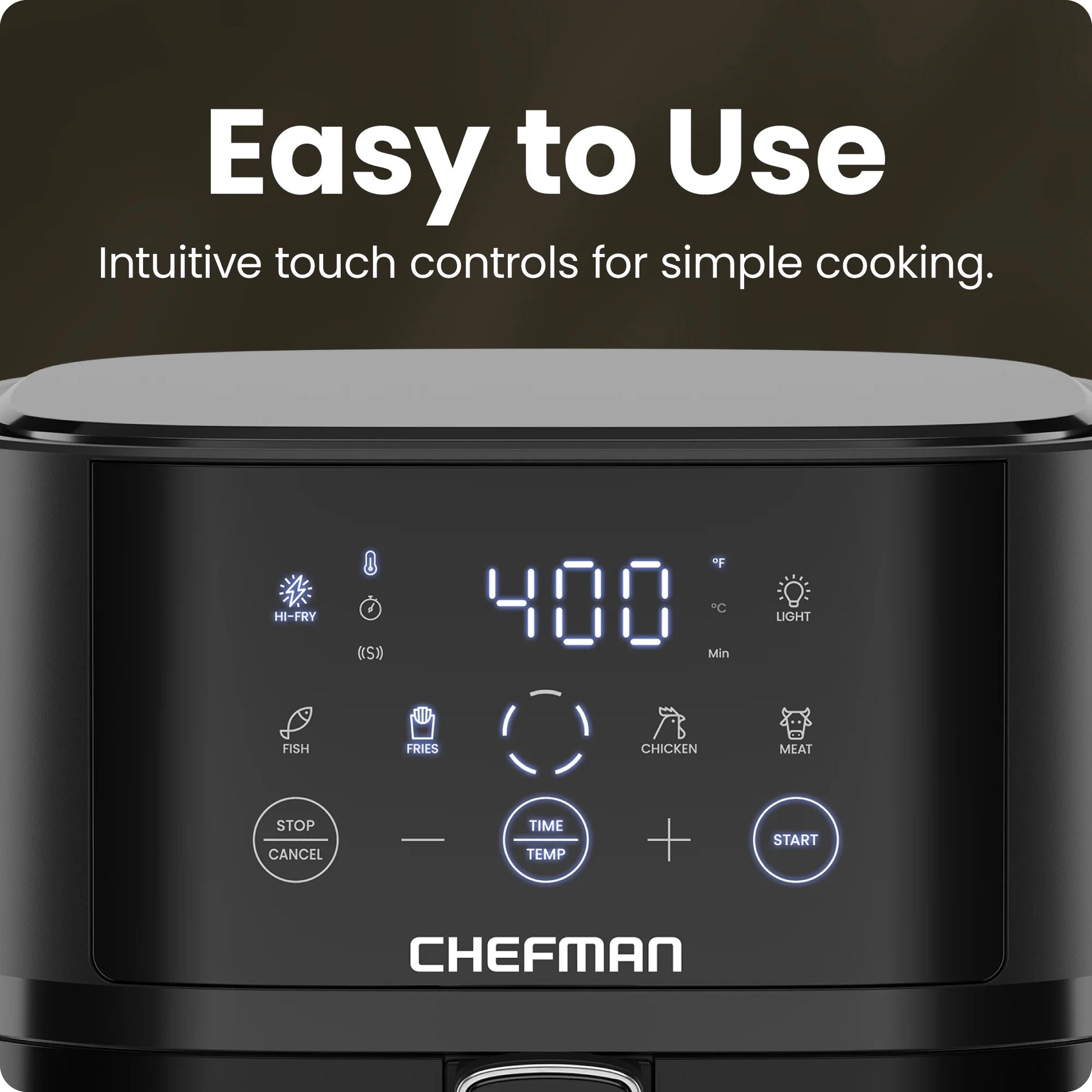 Turbofry Touch 4-Qt Easy-View Air Fryer W/ 4 Cooking Presets and 450F Hi-Fry Button - Black, New