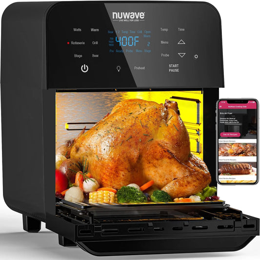 Brio 15.5 Qt Air Fryer, Black - Smart Thermometer
