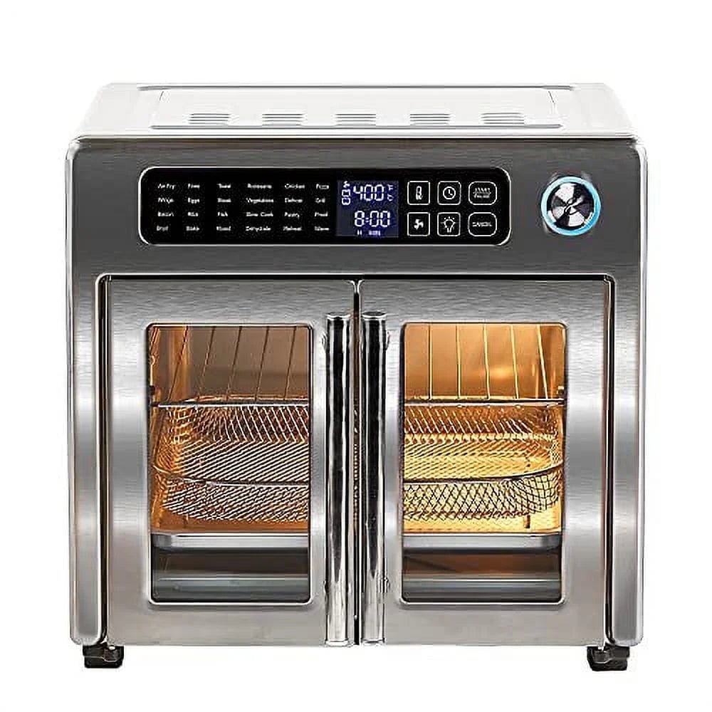 26 QT Digital Extra Large Air Fryer, Convection Toaster Oven with French Doors, Stainless Steel