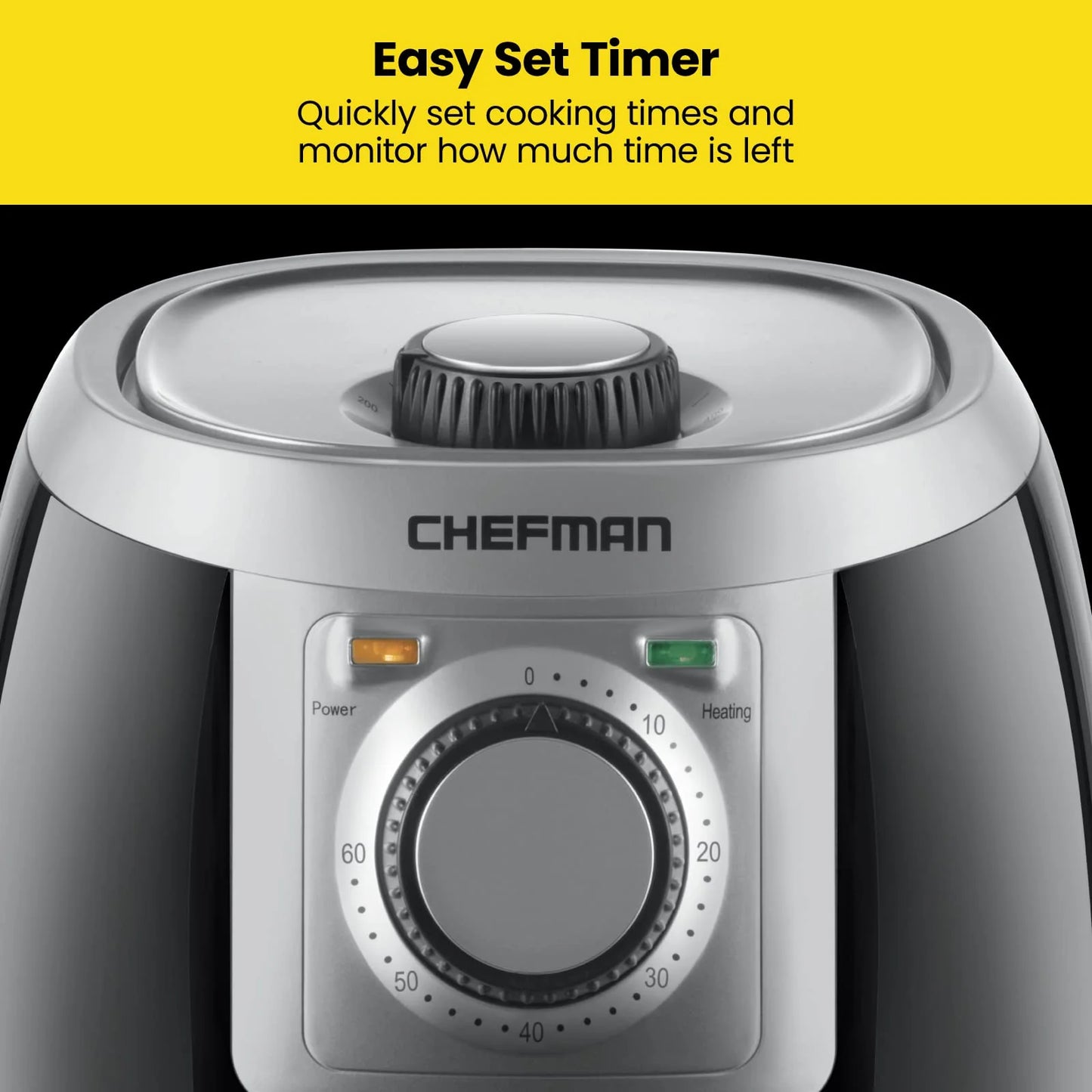 Turbo-Fry Air Fryer with Adjustable Temp Control, 2 Qt Capacity, Black