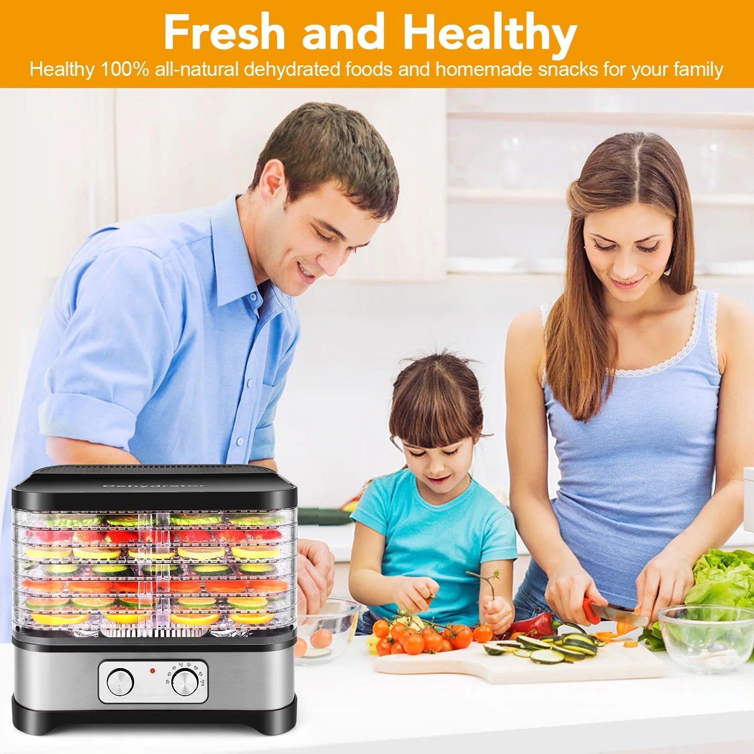 8 Layers Food Dehydrator, Electric Digital Food Dehydrator Machine for Jerky, Fruit, Vegetables & Nuts, Vegetable Dryer with Timer and Temperature Control with LCD Display Screen