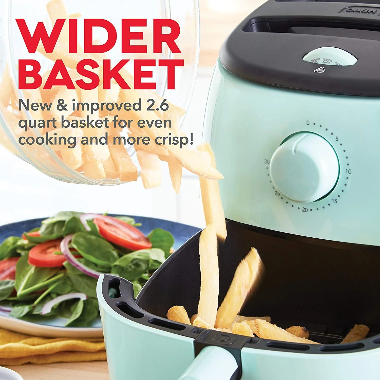 Tasti-Crisp 2.6Qt Air Fryer, Aqua - Auto Shutoff, Non-Stick Basket
