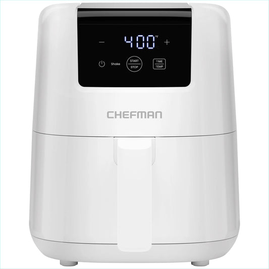 2 Qt Compact Air Fryer W/ Digital Display and Shake Reminder - White, New