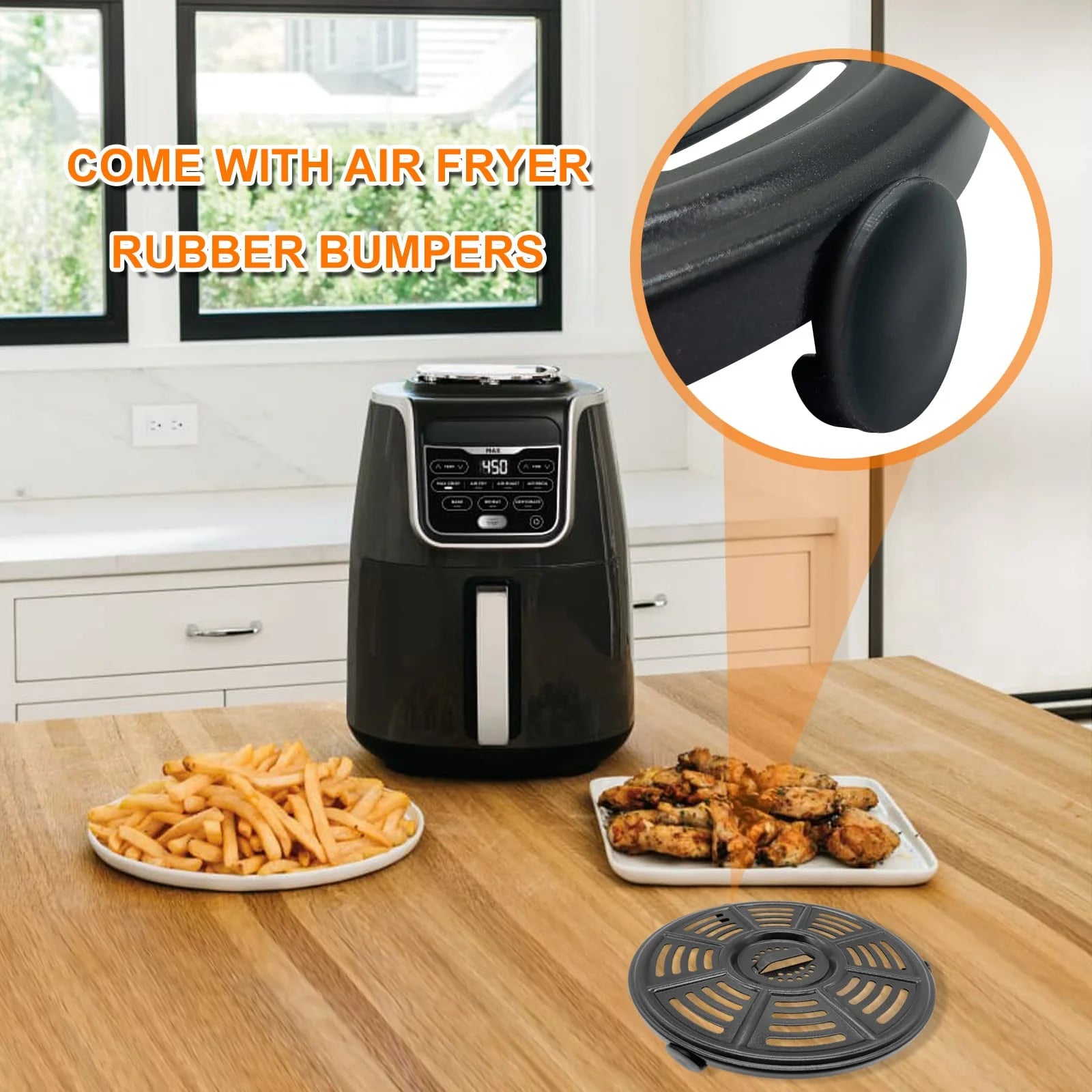Air Fryer Accessories for Ninja AF101 AF161 AF150 Air Fryer, 8.2'' round Food Grade Air Fryer Grill Pan Grill Plate Crisper Plate Replacement Parts Tray Rack Compatible Ninja Foodie Pressure Cooker
