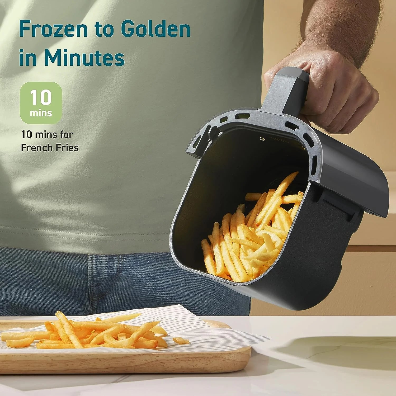 Small Air Fryer Oven 2.1 Qt, 4-In-1 Mini Airfryer, Bake, Roast, Reheat, Space-Saving & Low-Noise, Nonstick and Dishwasher Safe Basket, 30 In-App Recipes, Sticker with 6 Reference Guides,Grey